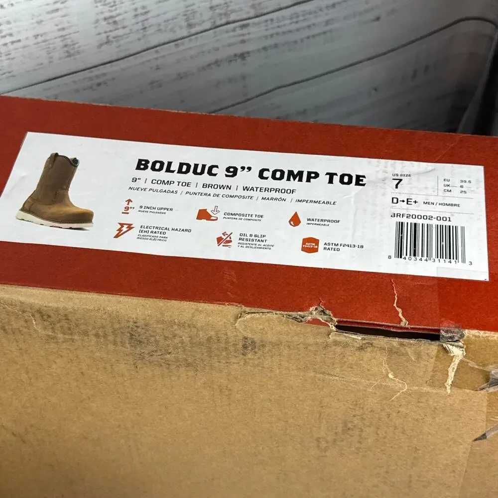 Brunt Bolduc Mens 7 D/E+ Comp Toe Waterproof Work Boots Brown
